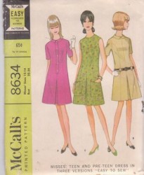 8634 6 PANEL INVERT PLEAT DRESS SLVS OR NOT PATTERN 12-14